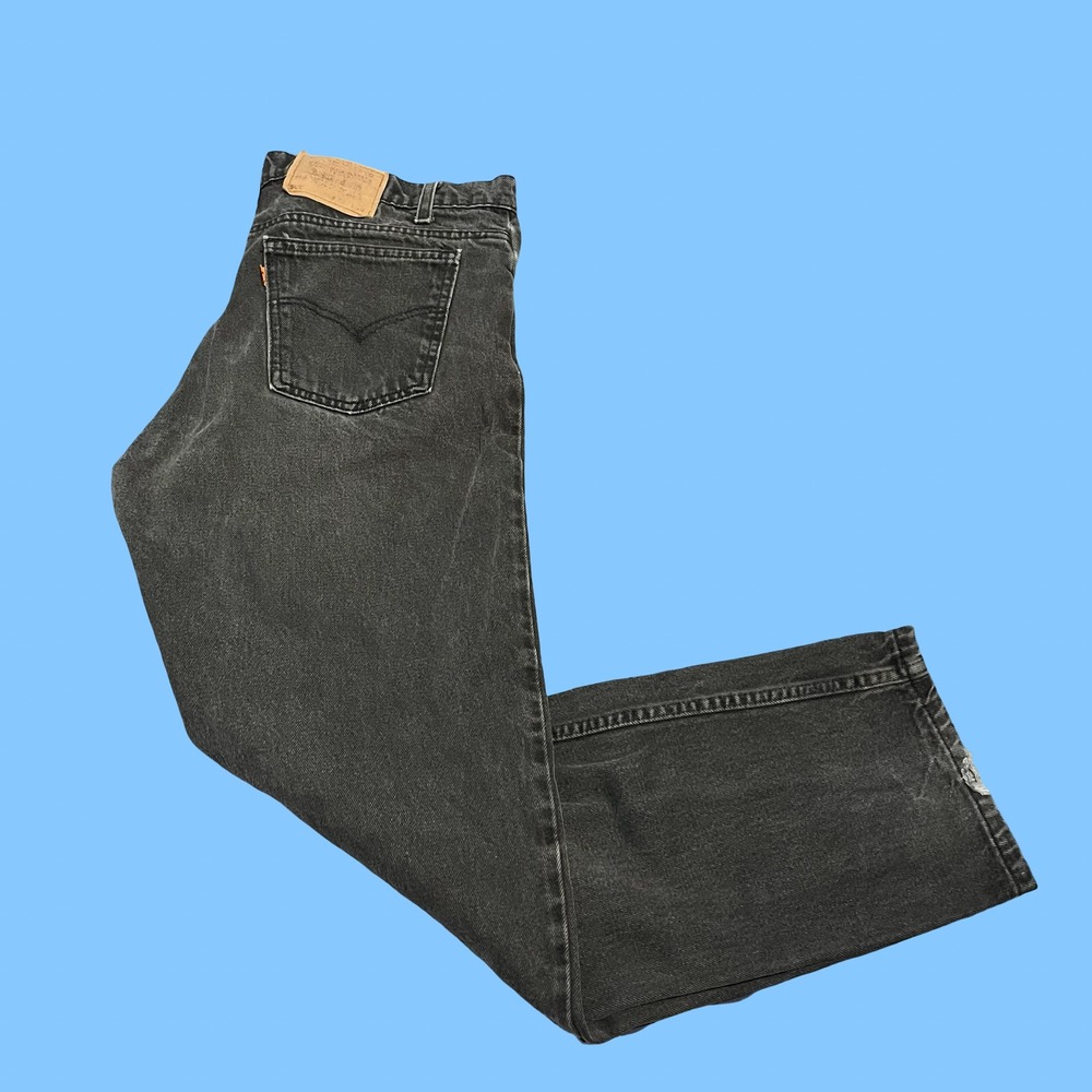 Vintage Levis 550 Orange Tab Relaxed Fit Tapered Leg Black Denim Jeans 36x30